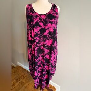 NWT Torrid Sleep Black/Pink Tie-Dye Midi Gown - Torrid Size 3 (22-24, 3X)